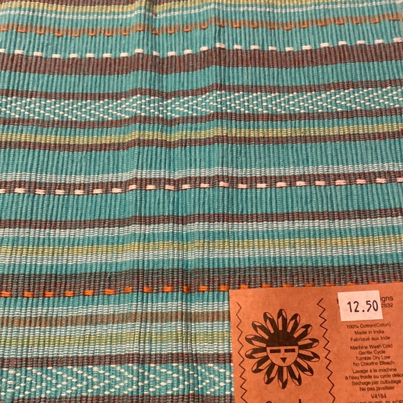 Simply Southwest Placemats Set Of 2- Turquoise Serape Pattern Kay Dee Designs - Picture 2 of 2